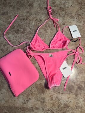 triangl swimwear Hot Pink Shimmer Triangle Bikini Set